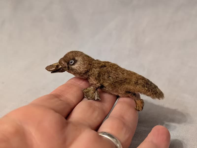 Baby Platypus - crocheted miniature - 5.5 cm.