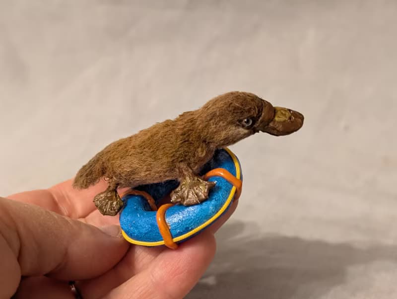 Baby Platypus - crocheted miniature - 5.5 cm.