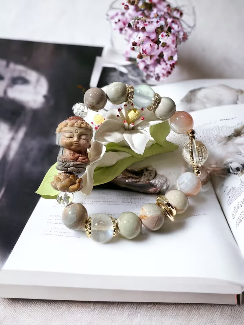 阿拉善 瑪瑙三彩如來佛 金剛經擋煞避邪保平安手鍊手珠母親節禮物