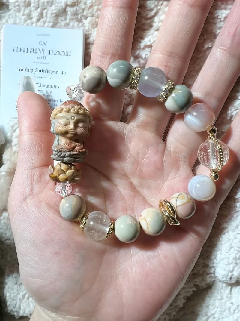 阿拉善 瑪瑙三彩如來佛 金剛經擋煞避邪保平安手鍊手珠母親節禮物