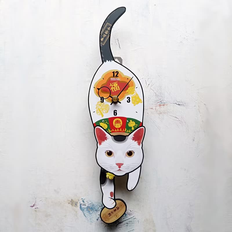 C-MN 招財貓 - 動物造型鐘擺鐘