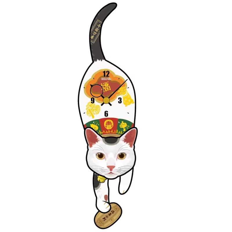 C-MN 招財貓 - 動物造型鐘擺鐘