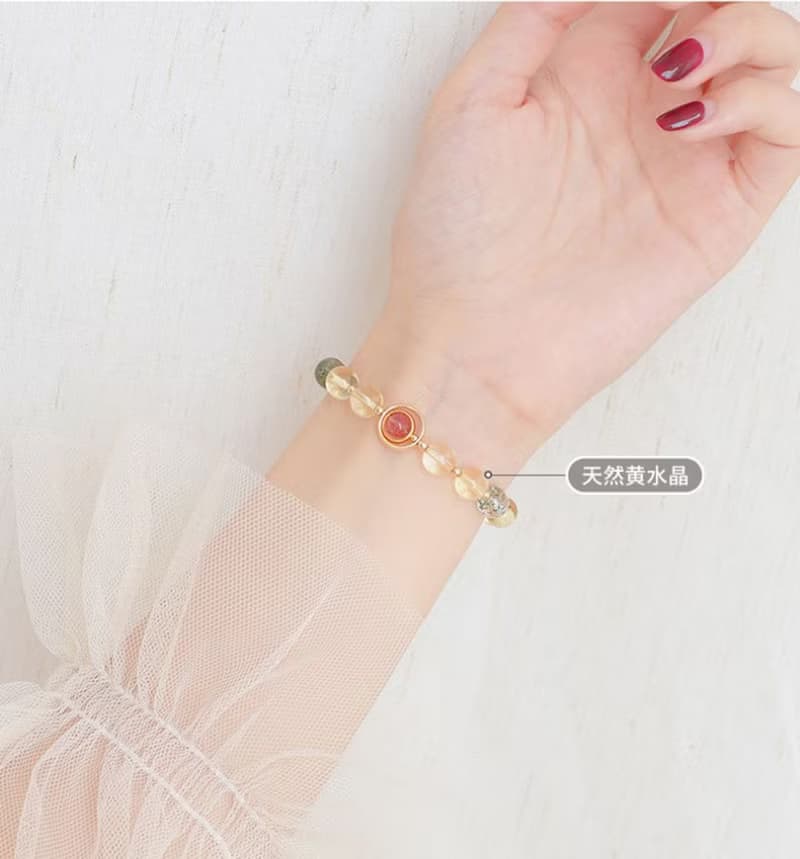 黃水晶綠幽靈手鏈/招財-防小人-旺工作運-女設計手串閨蜜禮物
