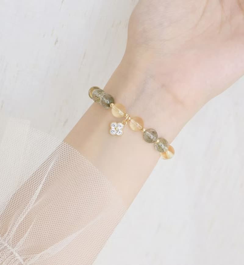 黃水晶綠幽靈手鏈/招財-防小人-旺工作運-女設計手串閨蜜禮物