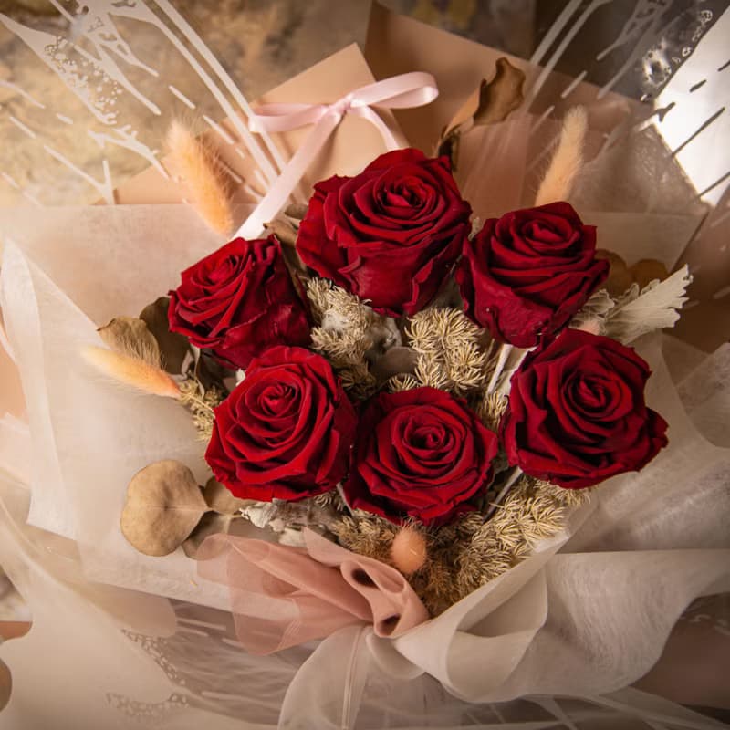 限台中自取/外送【蝴蝶】乾燥花 永生花花束 紅玫瑰花束