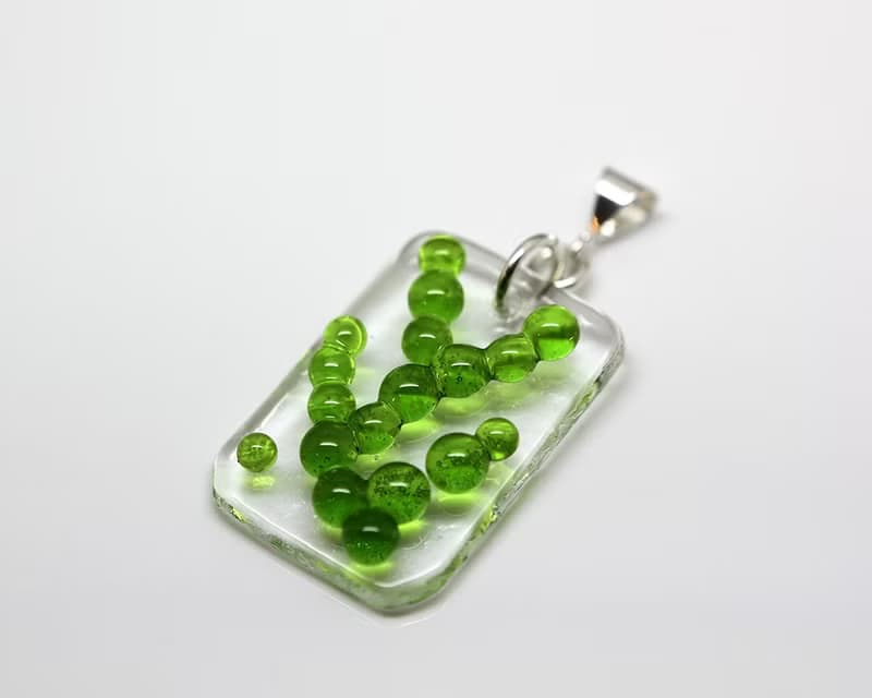 Spring necklace for women Abstract pattern Lime green glass jewelry Unique gift
