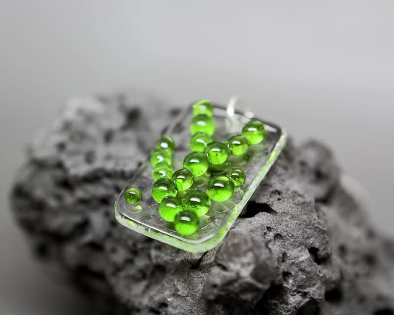 Spring necklace for women Abstract pattern Lime green glass jewelry Unique gift