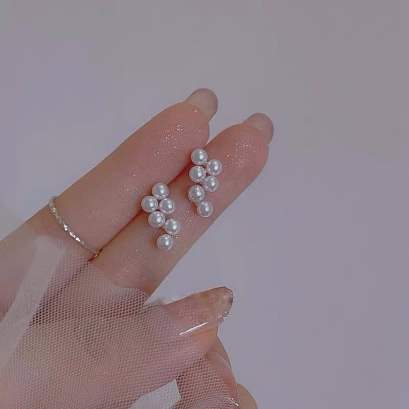 山茶花珍珠耳環韓式925銀鍍14K金