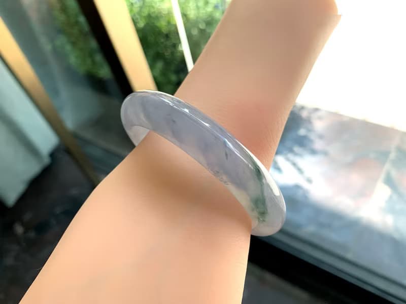 冰漾 | 冰種起膠冰紫飄花平安鐲 / 手圍18 | 天然A貨翡翠手鐲