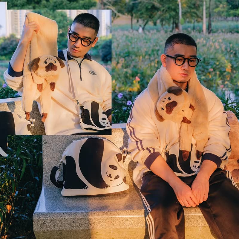 語罐頭可愛寵物巴哥犬交叉圍巾保暖禦寒冬季百搭毛絨動物圍脖禮物