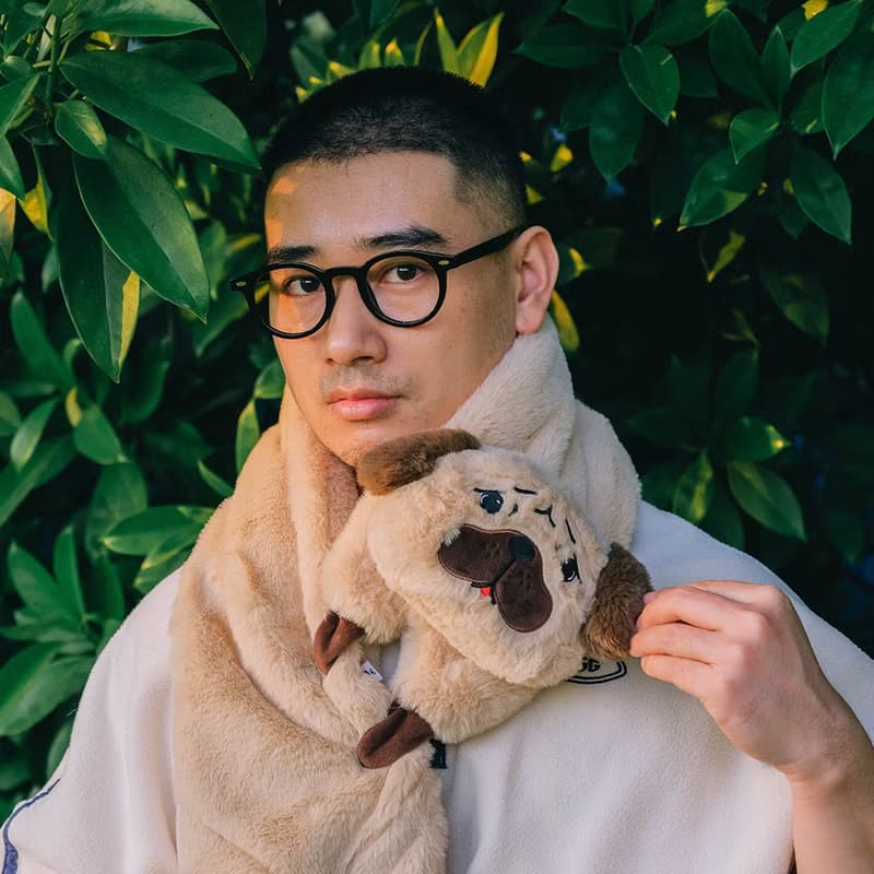 語罐頭可愛寵物巴哥犬交叉圍巾保暖禦寒冬季百搭毛絨動物圍脖禮物