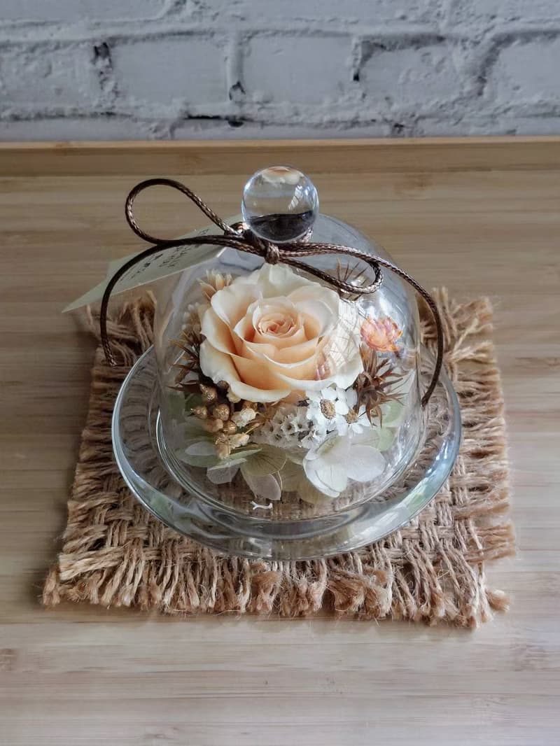 永生玫瑰花 永生花玻璃盅 祝賀花禮 生日.情人節.母親節.畢業