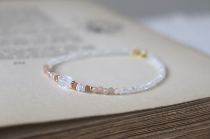 手鍊 月光石 太陽石 瑪瑙 - 意外驚喜 -