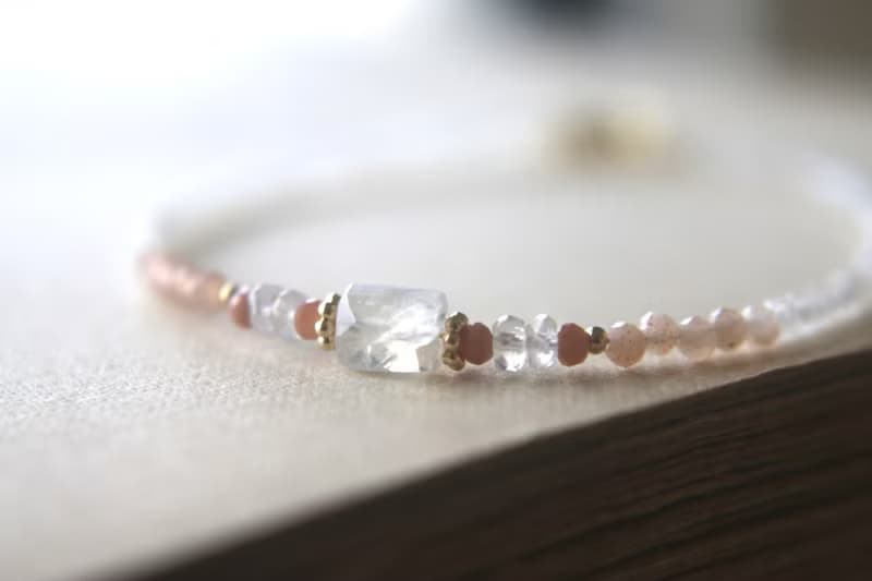 手鍊 月光石 太陽石 瑪瑙 - 意外驚喜 -