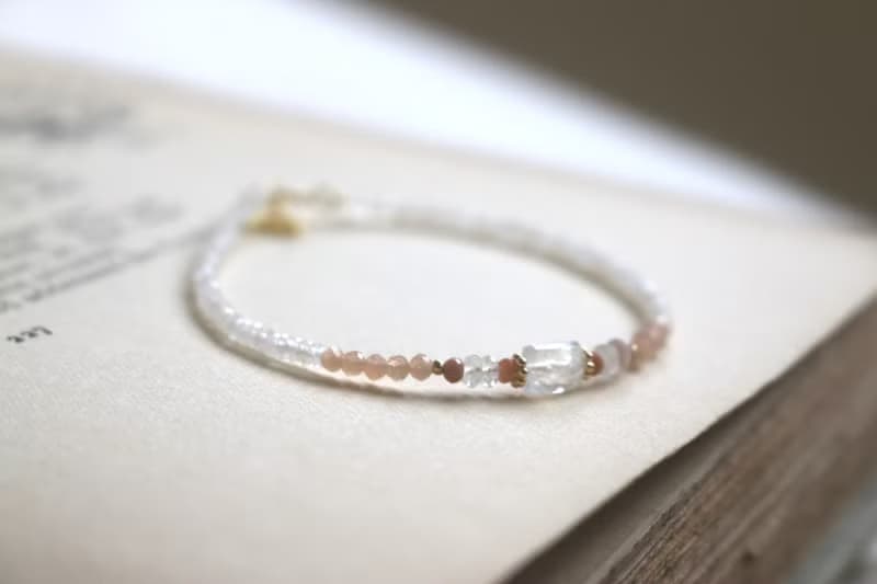 手鍊 月光石 太陽石 瑪瑙 - 意外驚喜 -