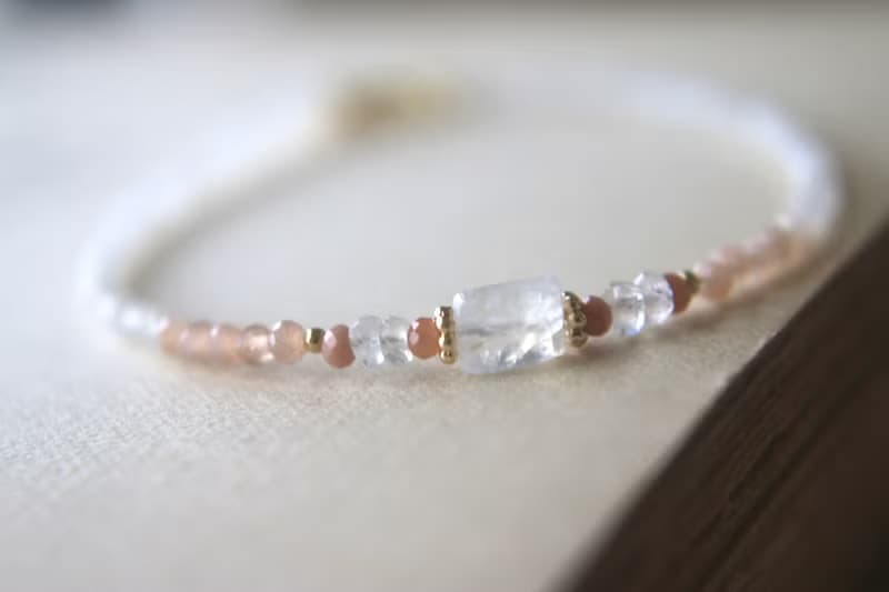 手鍊 月光石 太陽石 瑪瑙 - 意外驚喜 -