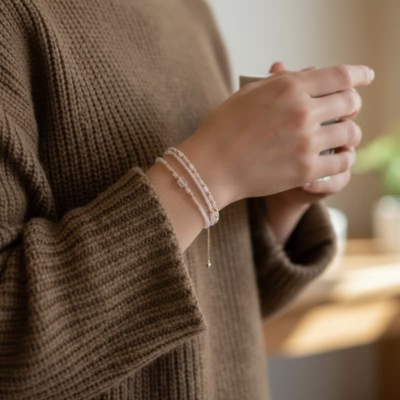 手鍊 月光石 太陽石 瑪瑙 - 意外驚喜 -