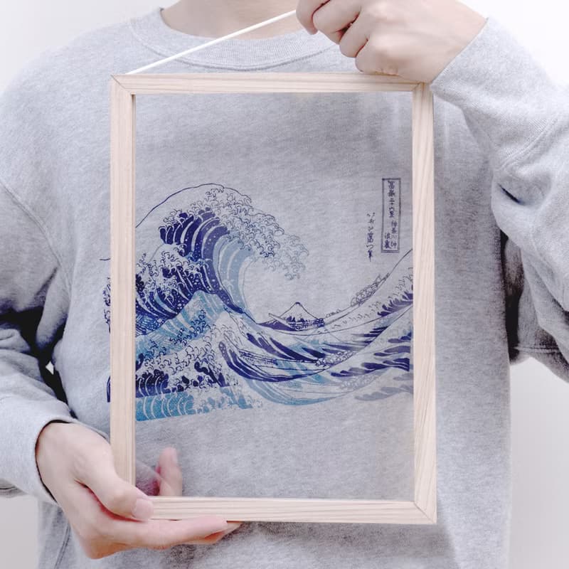 【透明懸浮畫框】淺木色－可更換畫芯/雙面/透明壓克力相框/壓花