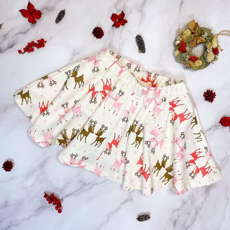 現貨 聖誕節系列-刷毛單口袋短圓裙 麋鹿款