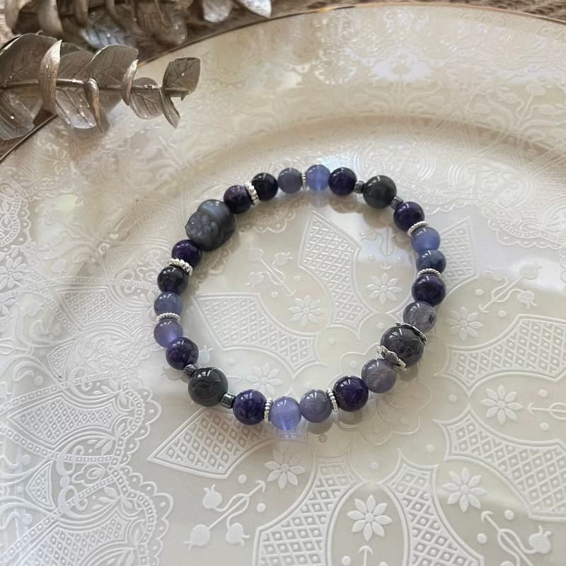 納福骨幹石貔貅彈性手鍊