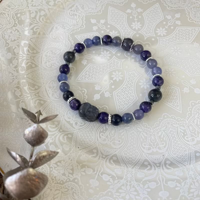 納福骨幹石貔貅彈性手鍊