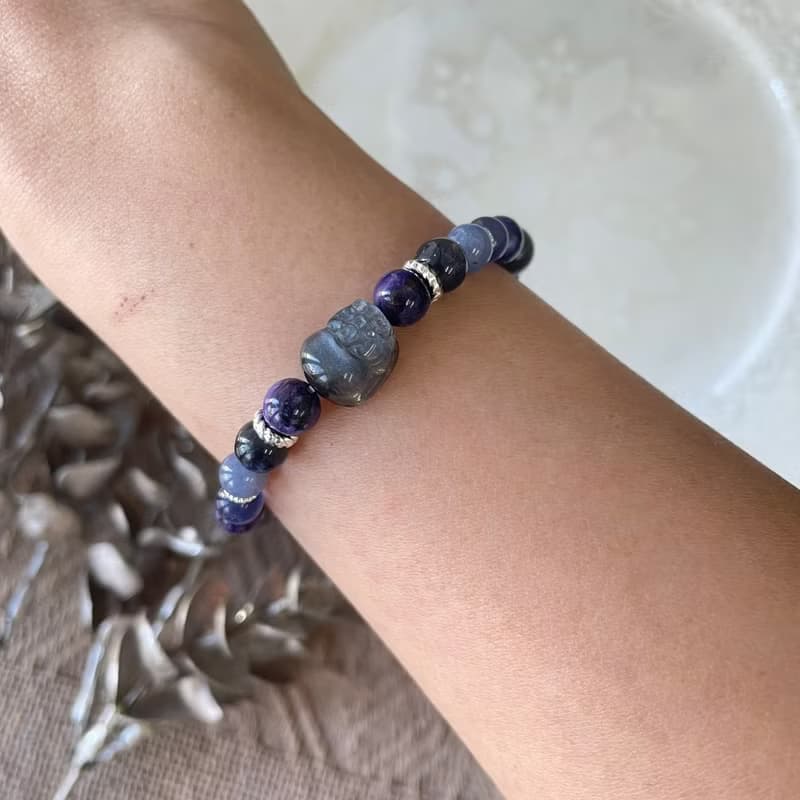 納福骨幹石貔貅彈性手鍊