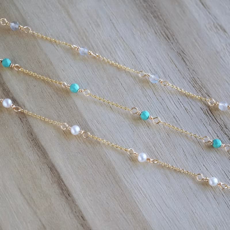 ITS-B114【14KGF・拉長石】間隔寶石手鍊