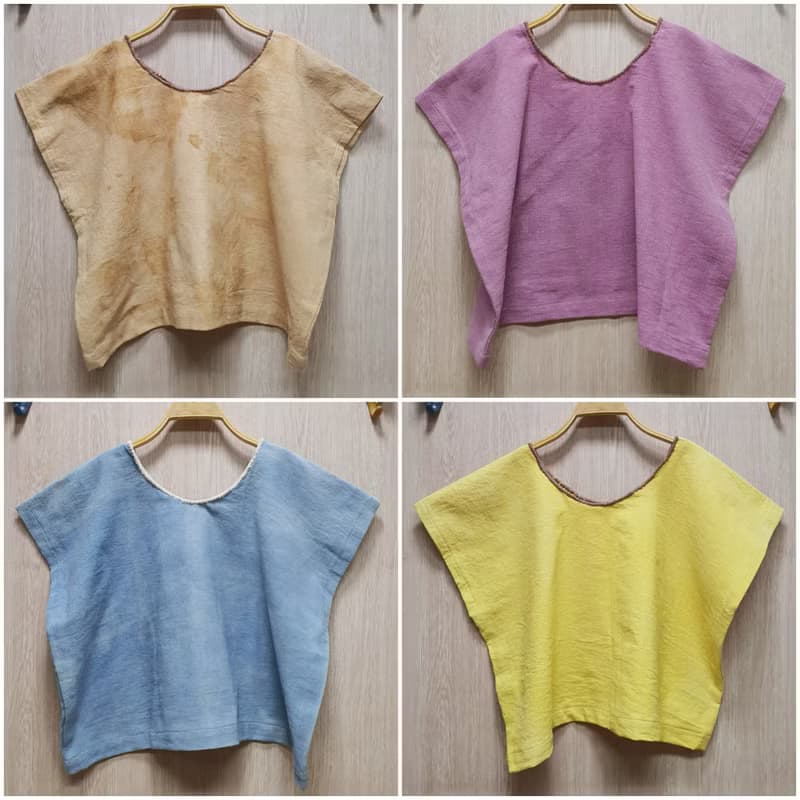 手工刺繡襯衫、棉織物、天然染料、貓、招財貓