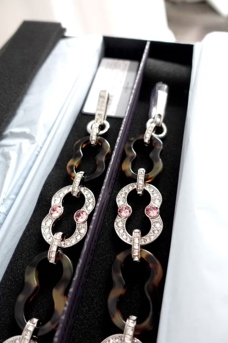 PRADA玳瑁色閃鑽水晶葫蘆形手袋鍊腰鍊頸鍊 意大利名牌100%正版