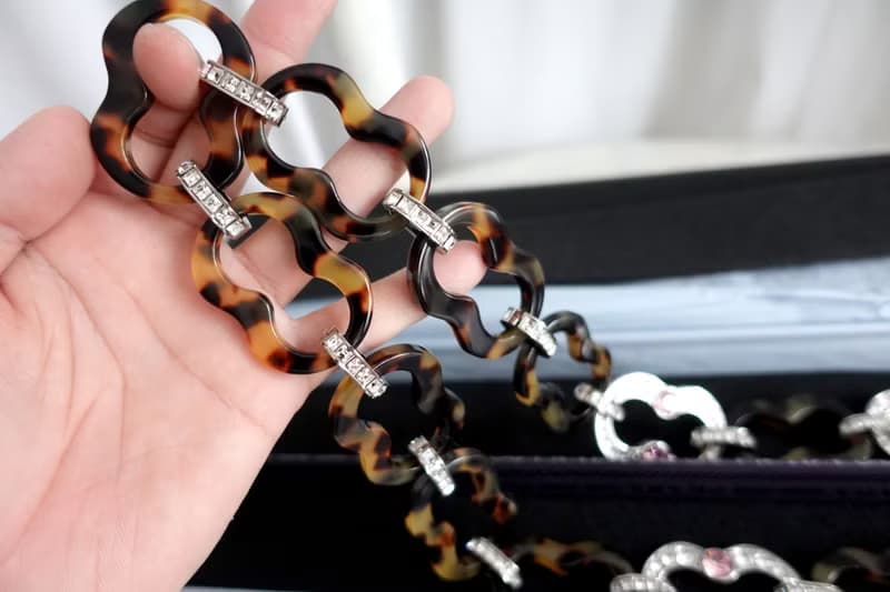 PRADA玳瑁色閃鑽水晶葫蘆形手袋鍊腰鍊頸鍊 意大利名牌100%正版