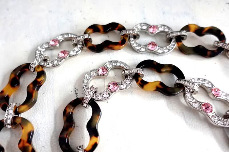 PRADA玳瑁色閃鑽水晶葫蘆形手袋鍊腰鍊頸鍊 意大利名牌100%正版