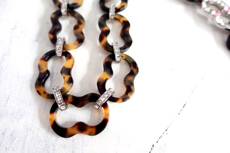 PRADA玳瑁色閃鑽水晶葫蘆形手袋鍊腰鍊頸鍊 意大利名牌100%正版