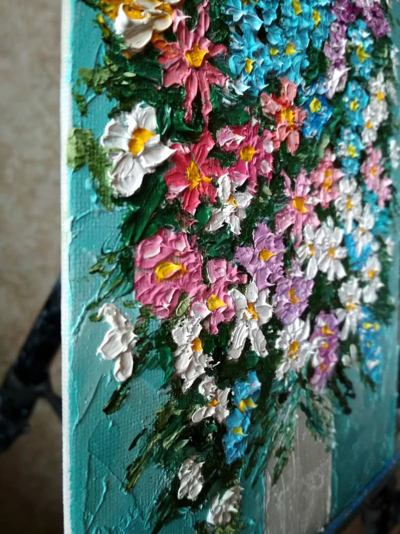 Original oil painting Spring bouquet. 24x18x0,3 cm. Unframed.