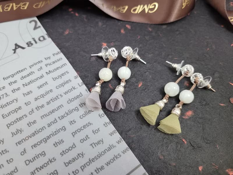 【親翠】天然翡翠 南瓜珠小裙子流蘇純銀耳環 畢業禮物