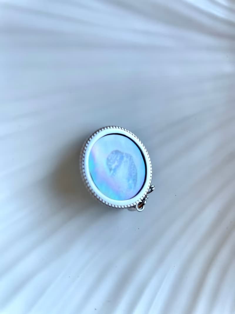 星空藍 馬貝珍珠吊墜 巴洛克風格 純銀 萬能扣