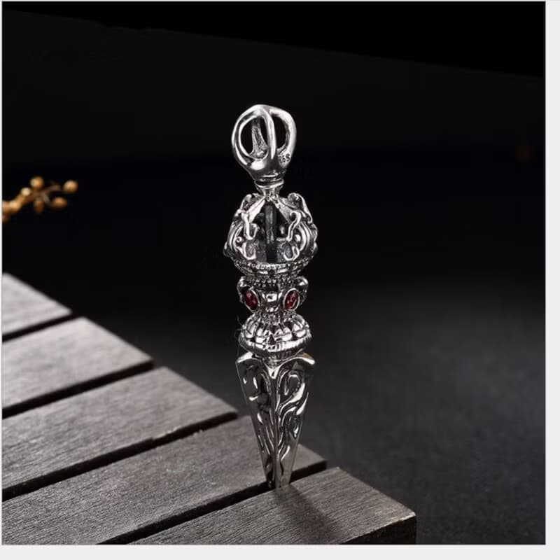 Real 925 Sterling Silver Handmade Buddhism Vajra Pendant without Necklace Men