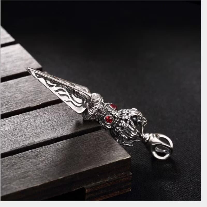 Real 925 Sterling Silver Handmade Buddhism Vajra Pendant without Necklace Men