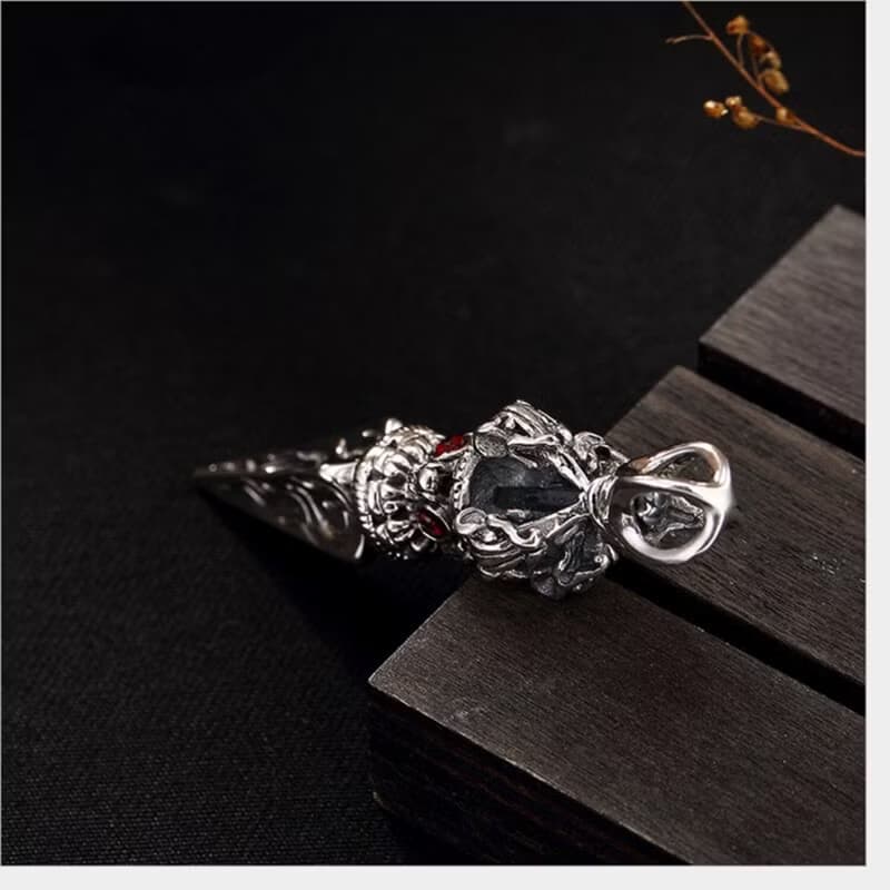 Real 925 Sterling Silver Handmade Buddhism Vajra Pendant without Necklace Men