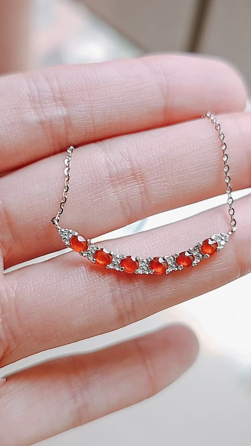 |熱戀|天然無燒冰玻紅翡蛋面3.3mm純銀鍍18k微笑多顆項鍊