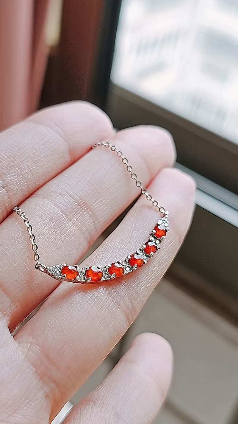 |熱戀|天然無燒冰玻紅翡蛋面3.3mm純銀鍍18k微笑多顆項鍊