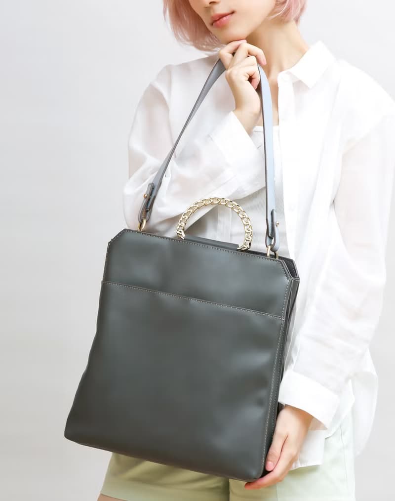 母親節禮物 上班族 素皮革包 Mila 單肩/上肩袋/手挽袋 炭灰色