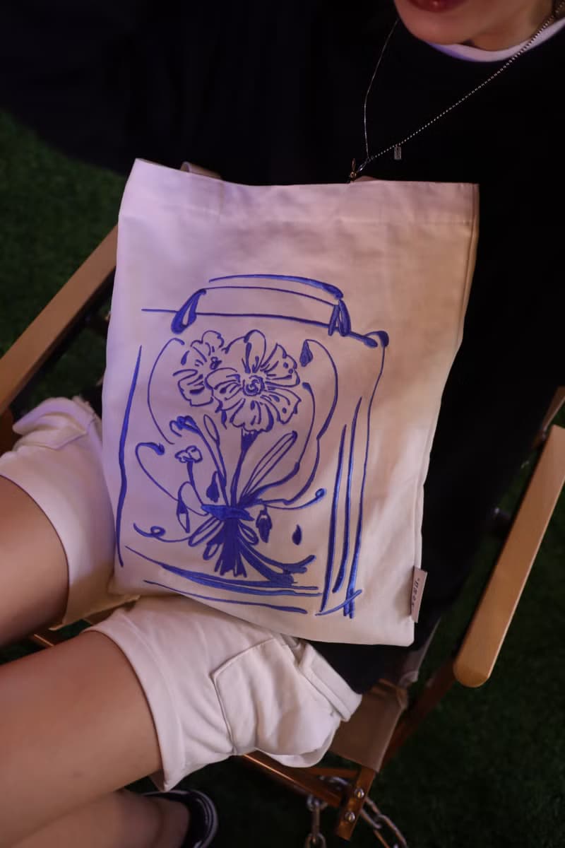 藍色花束 布袋小眾繡花包 環保單肩包插畫購物袋休閒