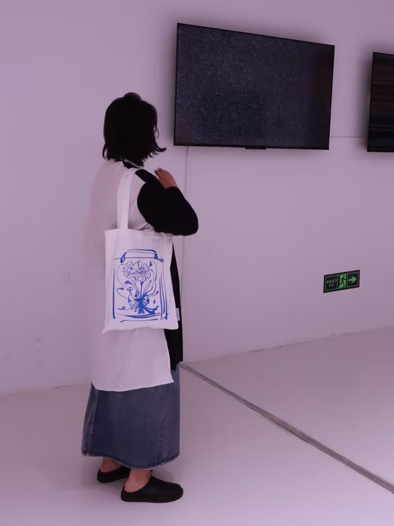 藍色花束 布袋小眾繡花包 環保單肩包插畫購物袋休閒