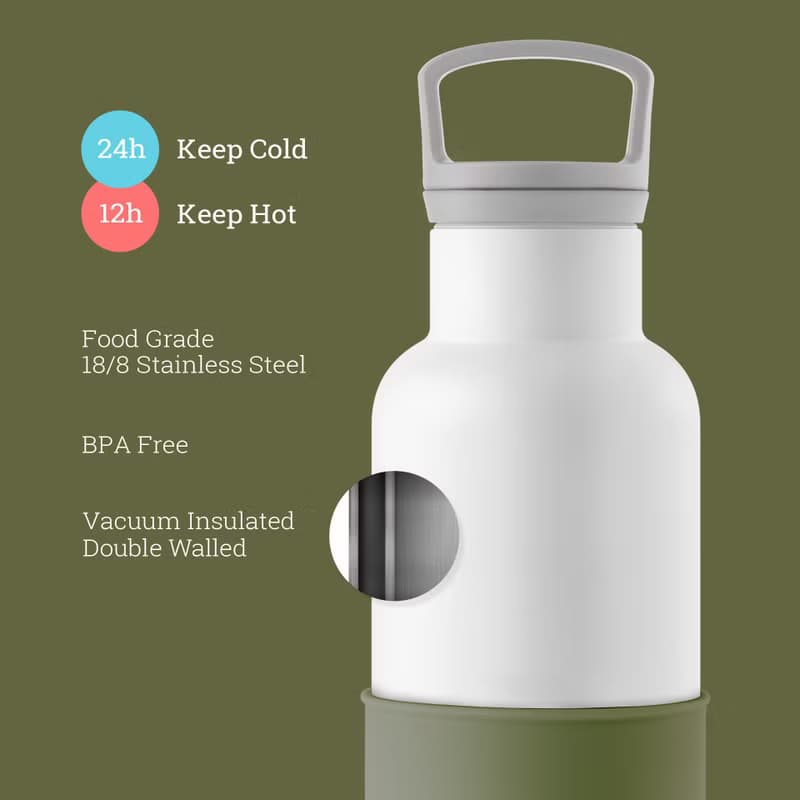 美國HYDY時尚保溫水瓶 CinCin White系列,海藻綠-白瓶,  - 590ml