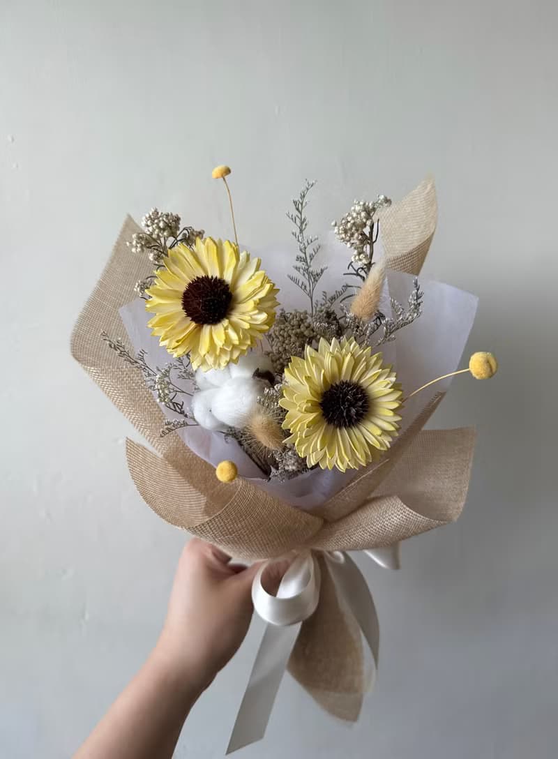 索拉太陽花束 永生非洲菊花束 畢業花束 乾燥花束