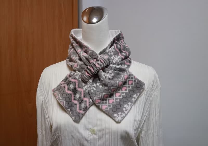 雪花 ~可調式短圍巾.scarf 保暖圍脖 雙面雙色 大人.小孩均適用