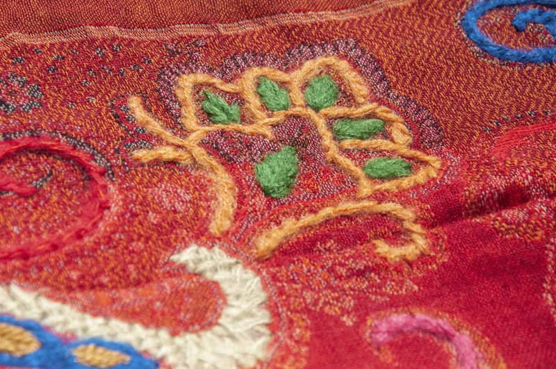 喀什米爾Cashmere/水煮羊毛披肩/針織圍巾/刺繡圍巾/羊絨披巾-花