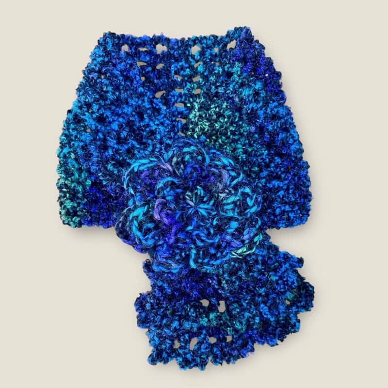 Handmade 立體花朵圍脖  深海藍綠