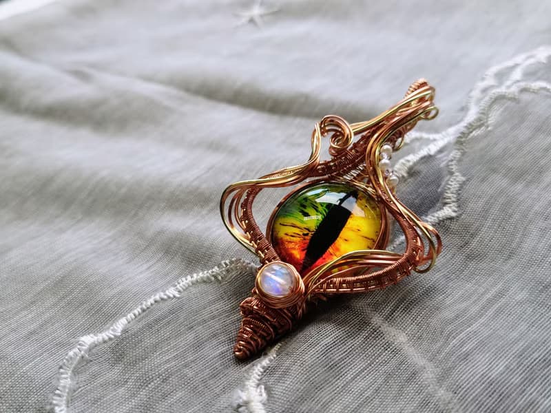 【幻龍之瞳】吊墜/玻璃 /金屬線纏繞 /情人節禮物