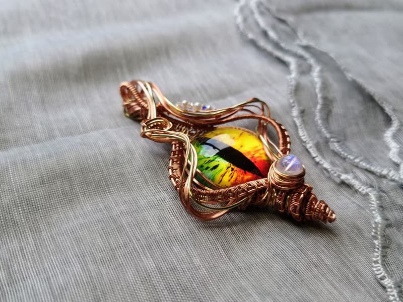 【幻龍之瞳】吊墜/玻璃 /金屬線纏繞 /情人節禮物